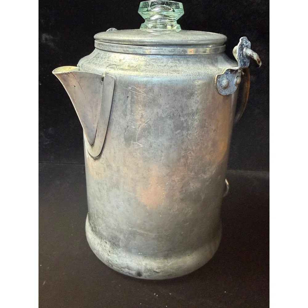 Vintage Comet Aluminum 9 Cup Coffee Percolator Camping Pot Glass Knob USA Made
